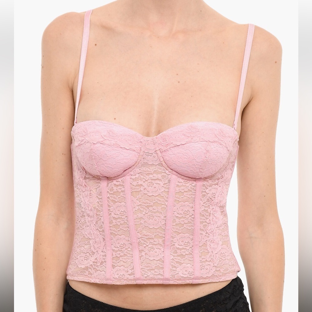 MOSCHINO COUTURE! SOLID COLOR Pink LACE CORSET Size 40